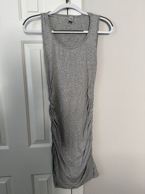 Gray Sleeveless maternity Ruched Side Tank Dress